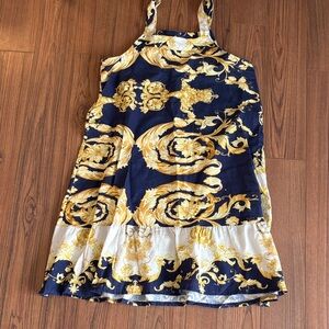 Stylish Navy and Gold Midi Dress